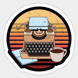 Classic Typewriter Sunset Coffee Notes Author Writer Sticker